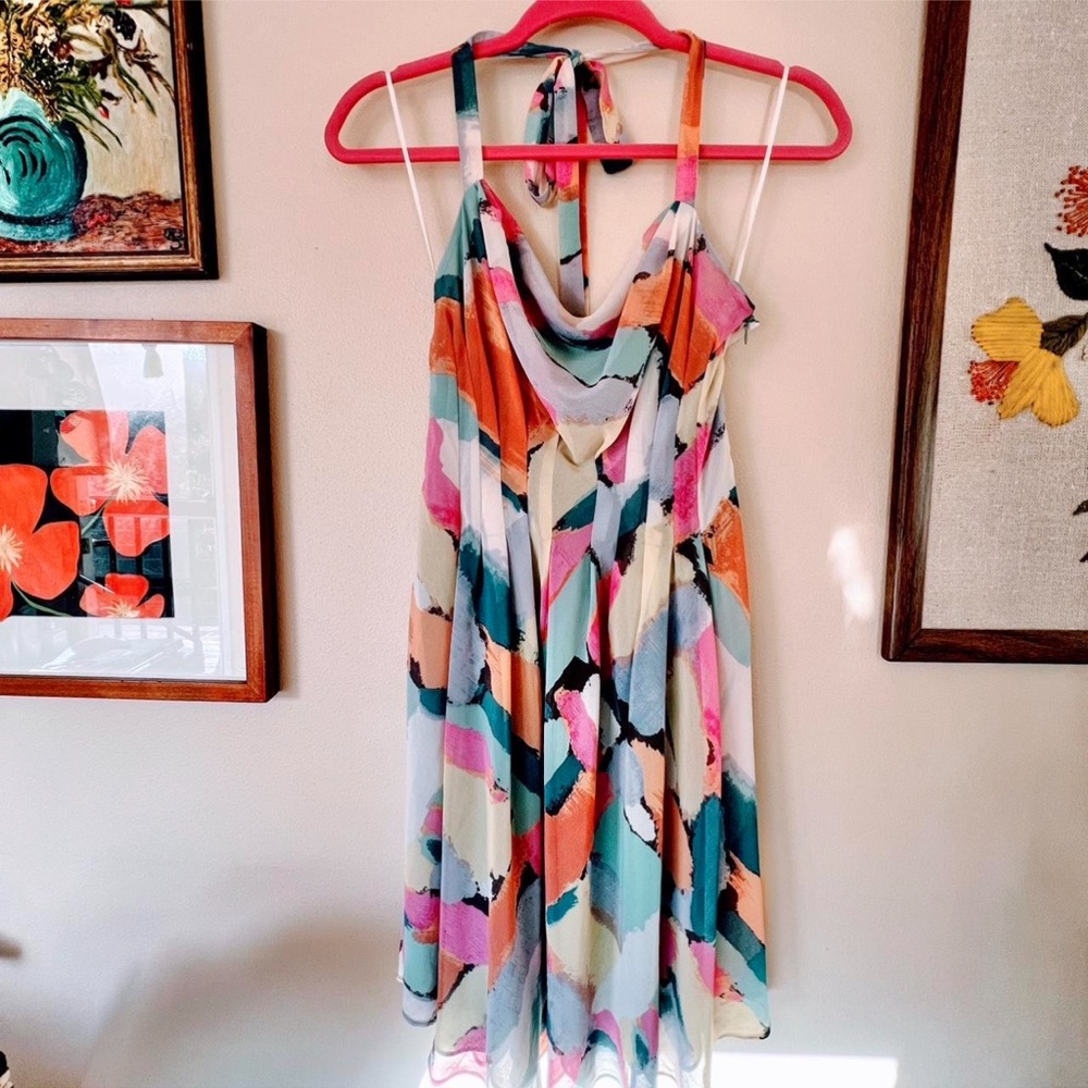 RACHEL Rachel Roy Blue Pink Halter Sundress